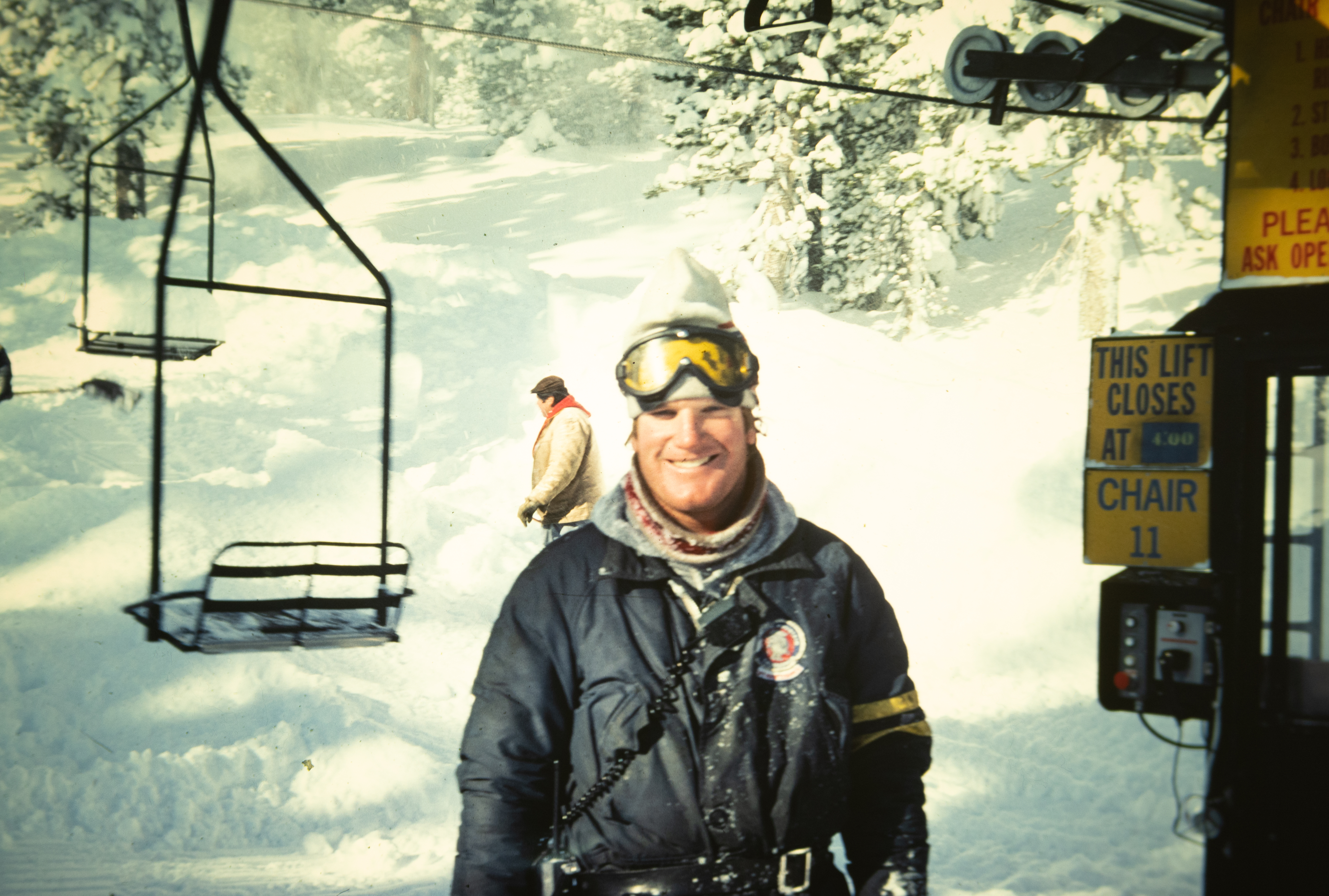 rusty gregory at a chairlift terminal