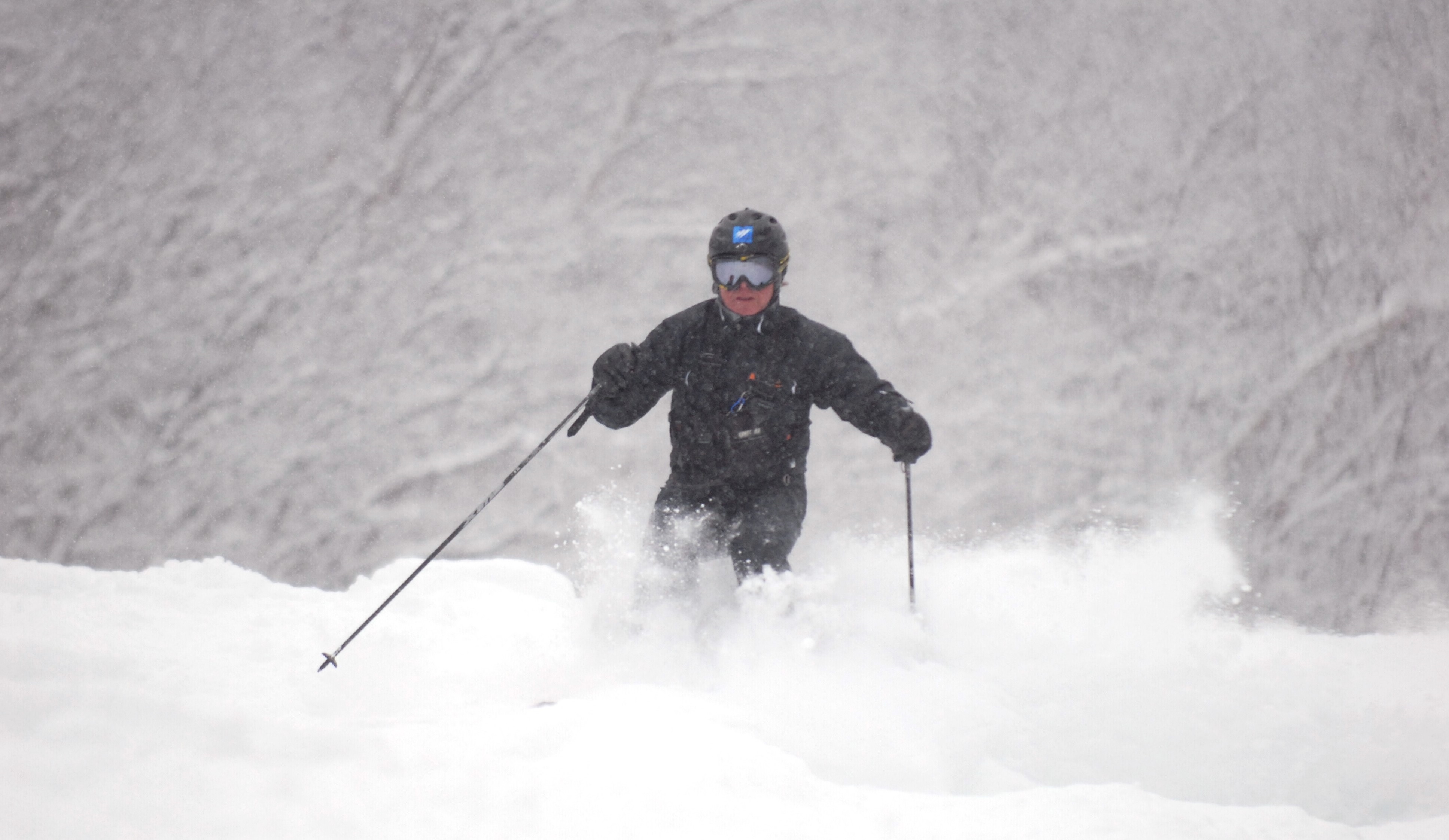 skier turning in snow