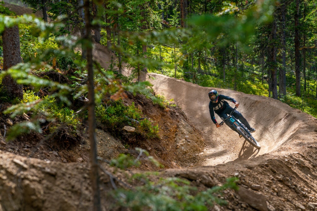 mountain biker on a berm
