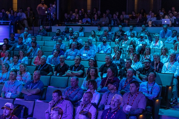 crowd of listeners in a theater