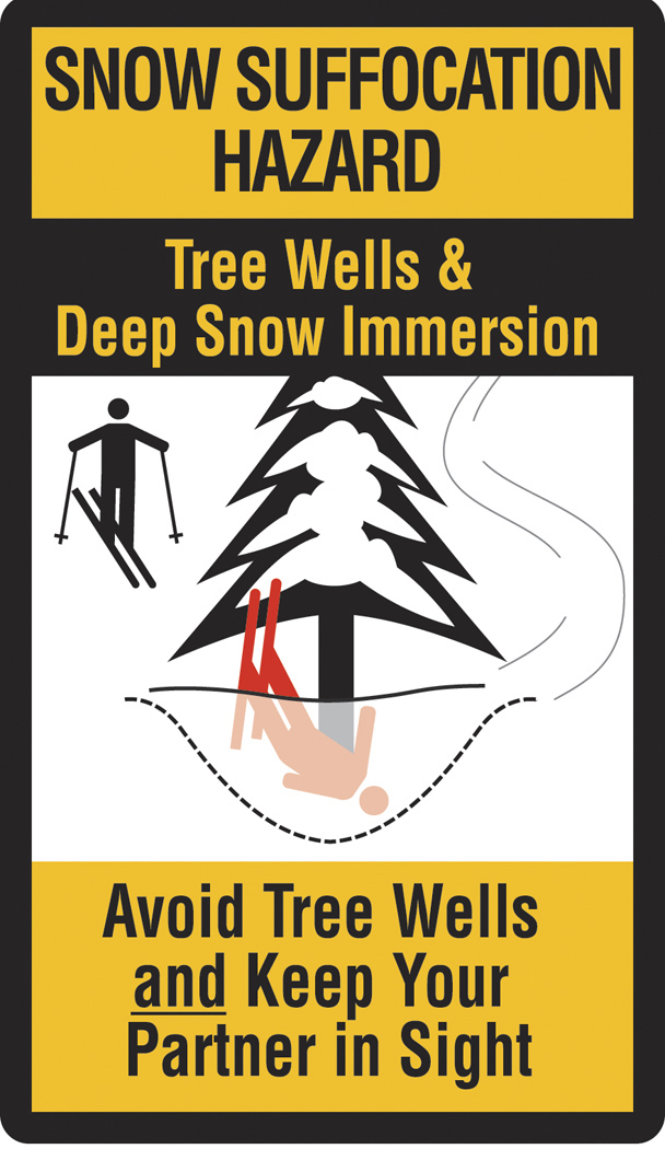 SNOW SUFFOCATION HAZARD signage