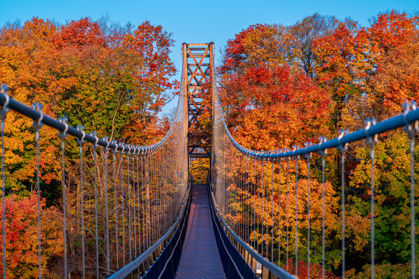 sky bridge looking at fall foliage